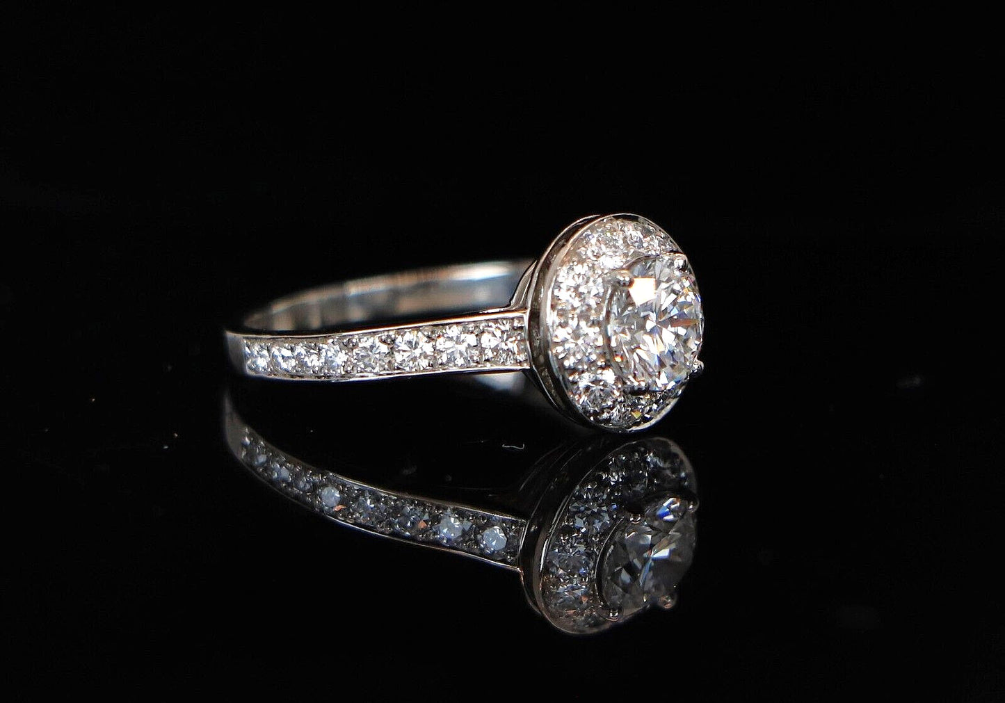 1.34ct Round Brilliant Diamond Halo Engagement Ring — GIA Certified, Platinum