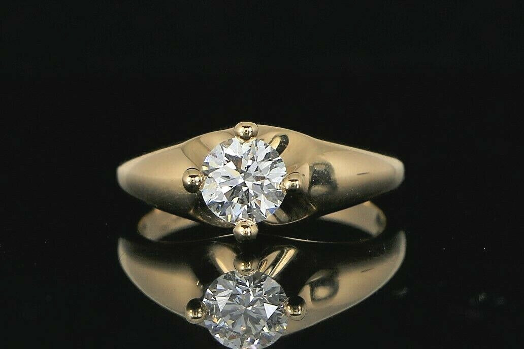 0.58ct Round Brilliant Diamond Engagement Ring — GIA Certified, 18k Yellow Gold