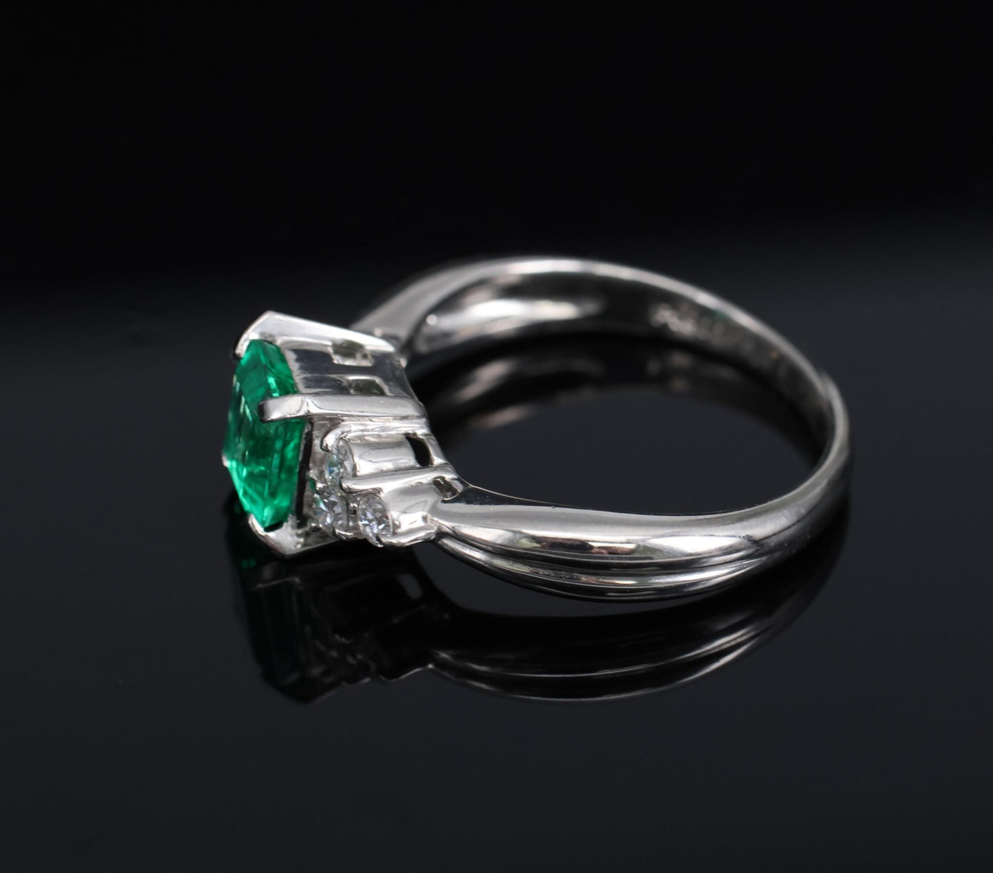 0.81ct Emerald Cut Colombian Emerald & Diamond Ring — GIA Certified, Platinum
