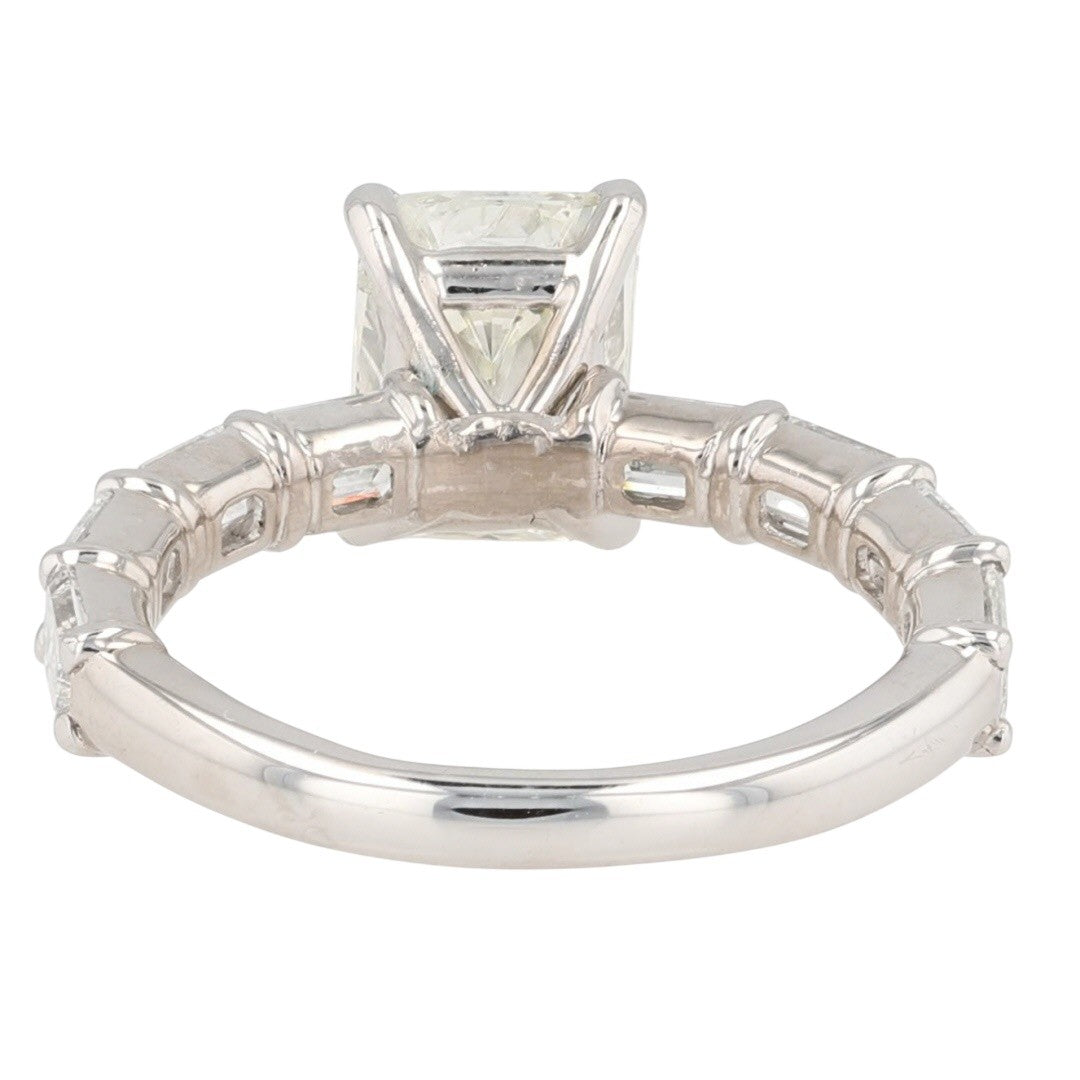 2.78ct Radiant Diamond Solitaire with Baguette Accents Ring — GIA Certified, 14k White Gold