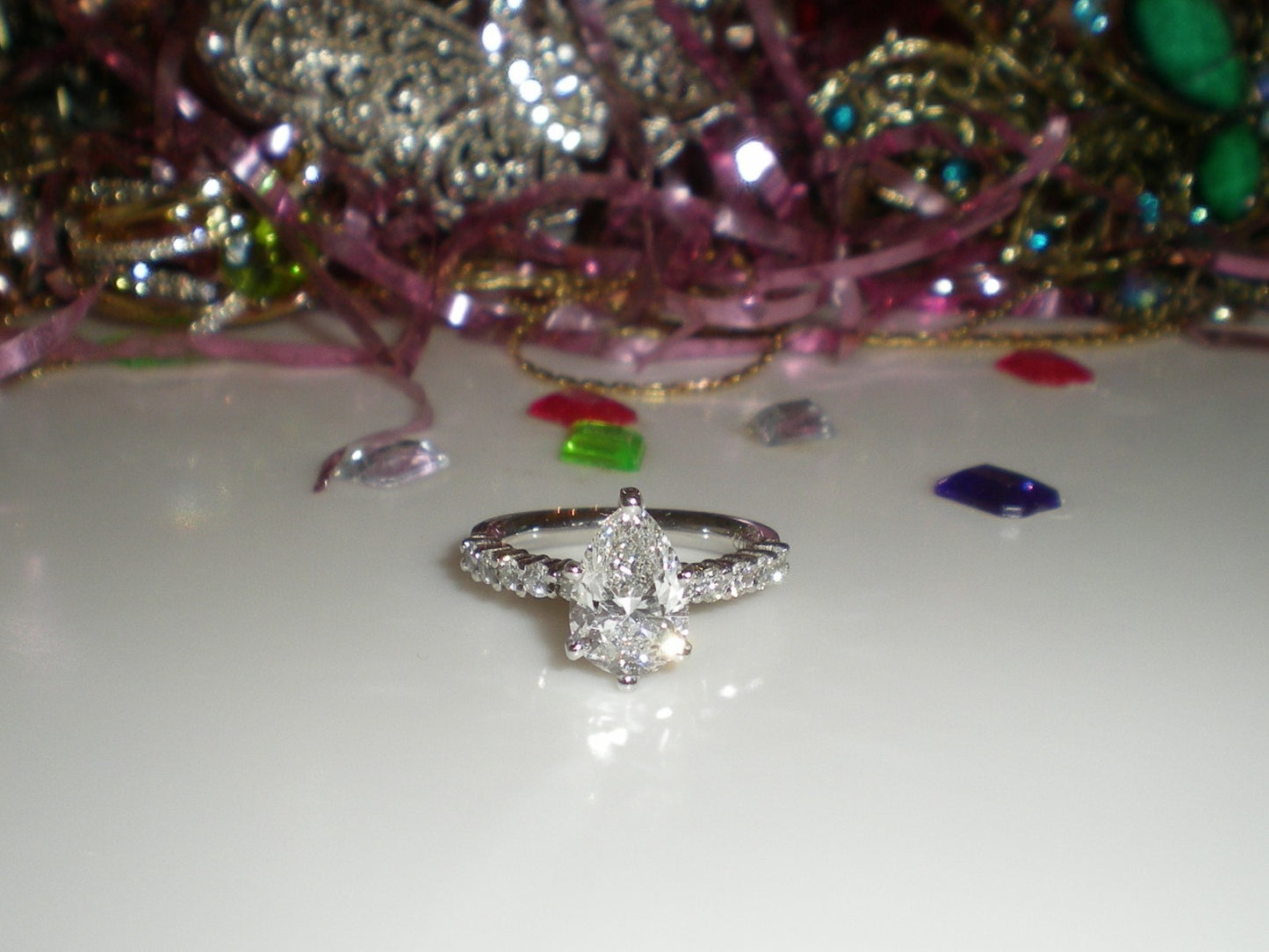 1.50ct Pear Brilliant Diamond Engagement Ring — GIA Certified, 14k White Gold