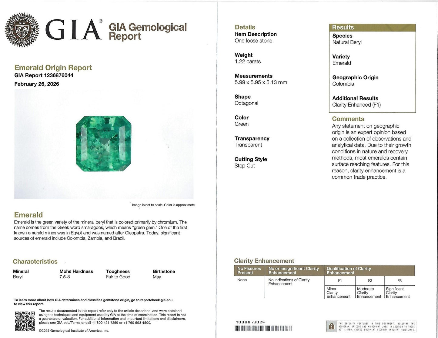1.22ct Emerald Cut Colombian Emerald & 0.63ct Diamond Ring — GIA Certified, Platinum