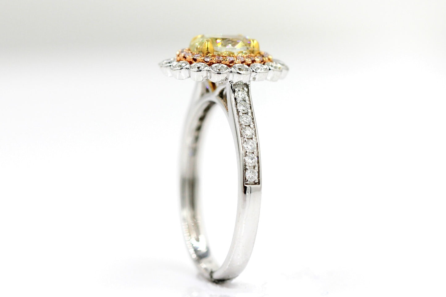 1.18ct Oval Modified Brilliant Fancy Yellow Diamond Ring — GIA Certified, 14k White Gold