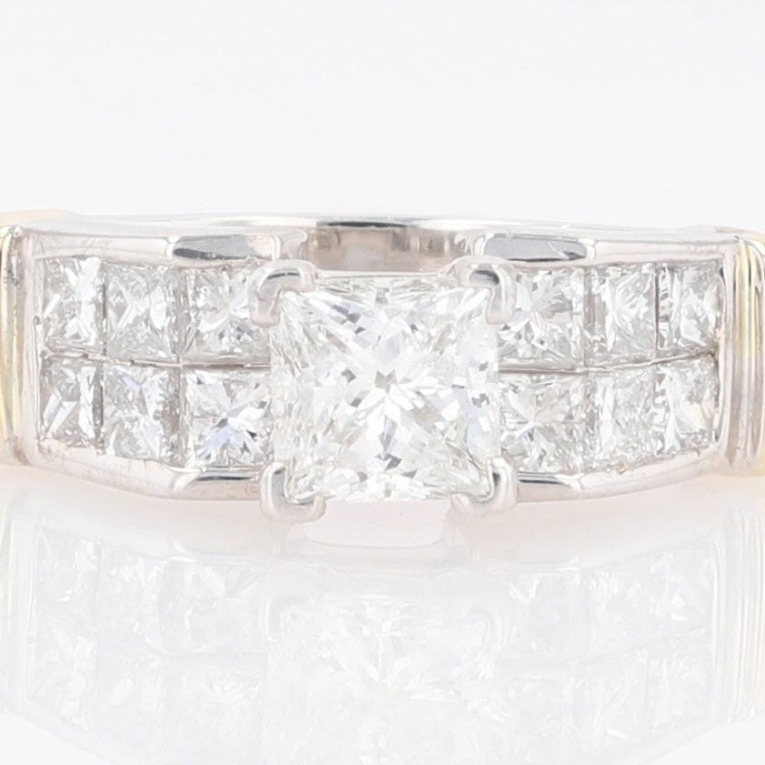 1.64ct Princess Cut Diamond Engagement Ring — GIA Certified, 14k Multi-Tone Gold