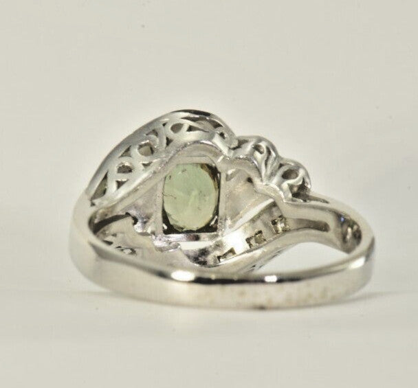 0.76ct Oval Alexandrite Vintage Diamond Ring — GIA Certified, 10k White Gold