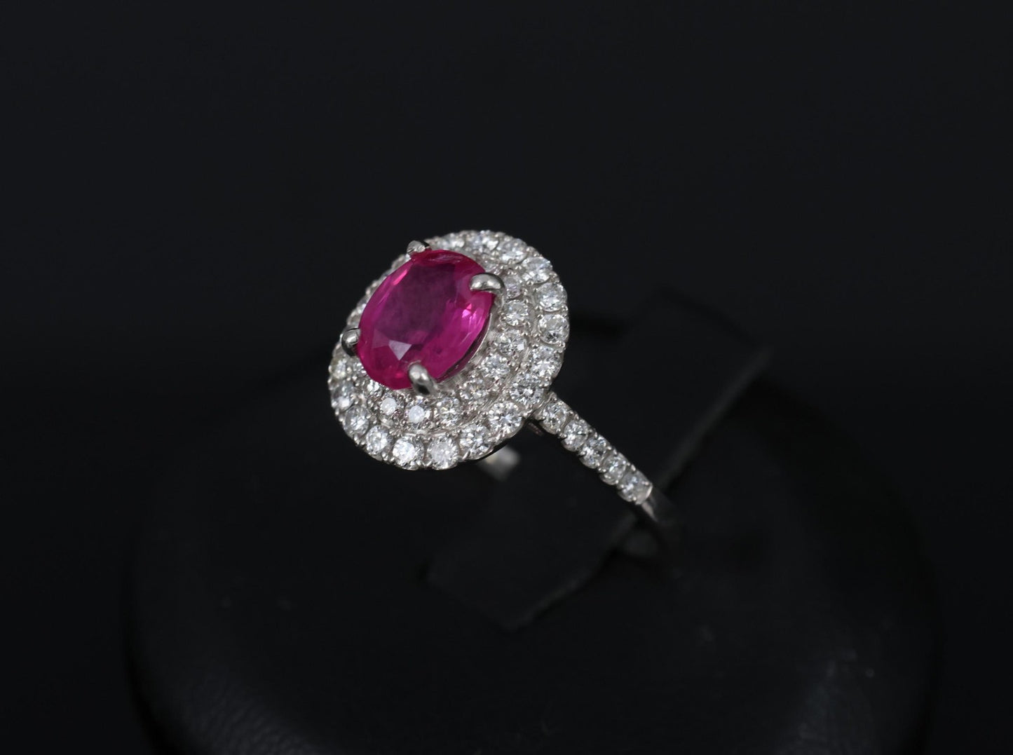 1.45ct Oval Burma Ruby 0.55ct Diamond Halo Ring — GIA Certified, Platinum