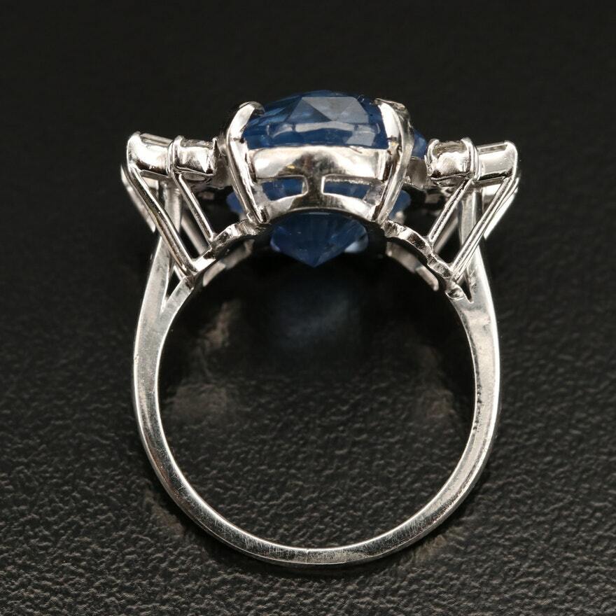 14.24ct Oval Natural Sapphire & Diamond Ring — GIA Certified, Platinum