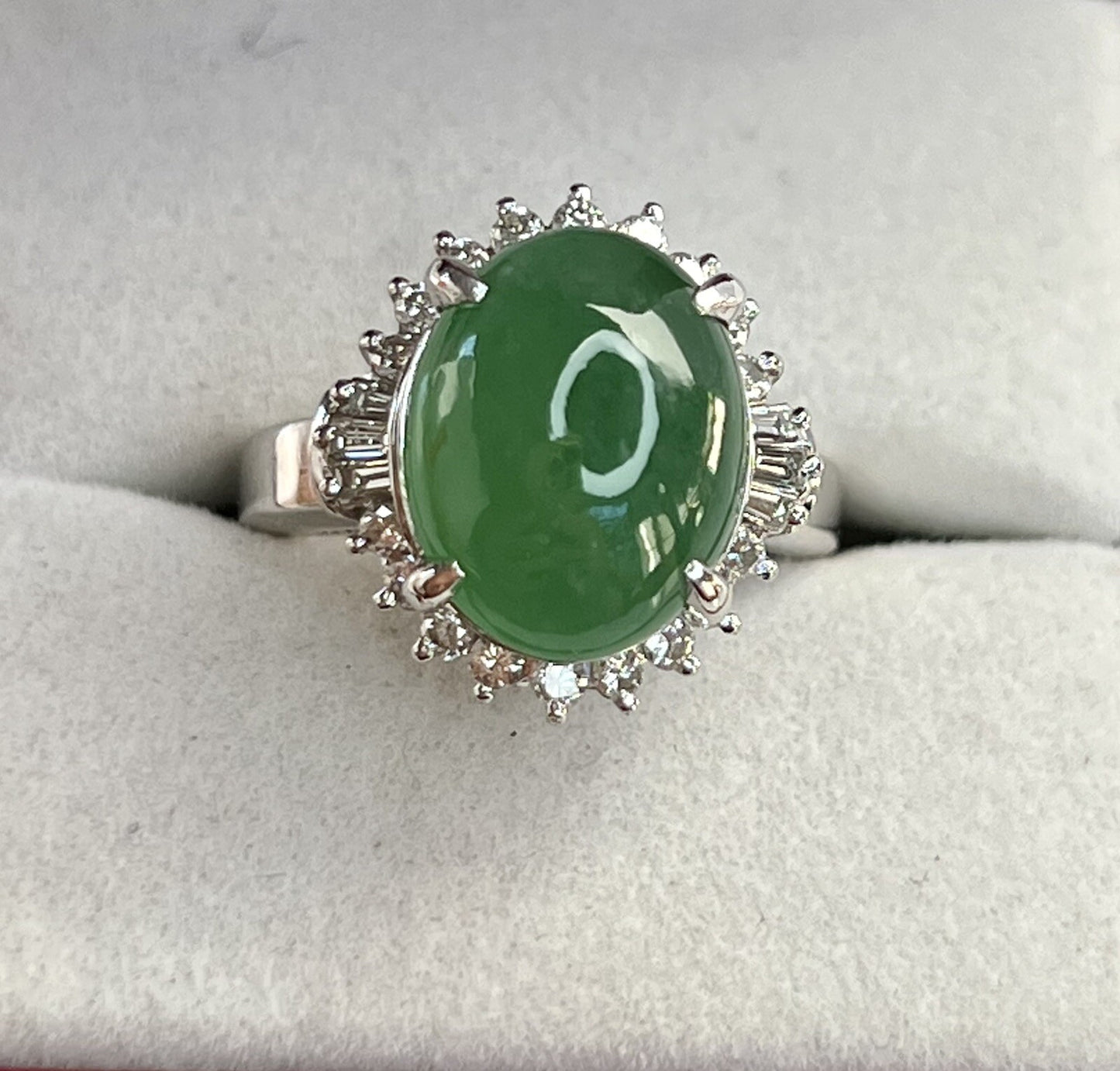 0.46ct Diamond & Jade Jadeite Ring — GIA Certified, Platinum 900