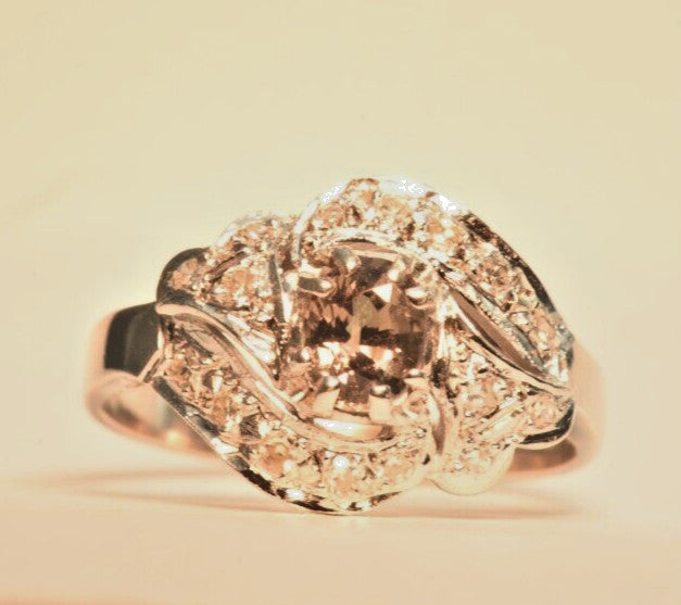 0.76ct Oval Alexandrite Vintage Diamond Ring — GIA Certified, 10k White Gold