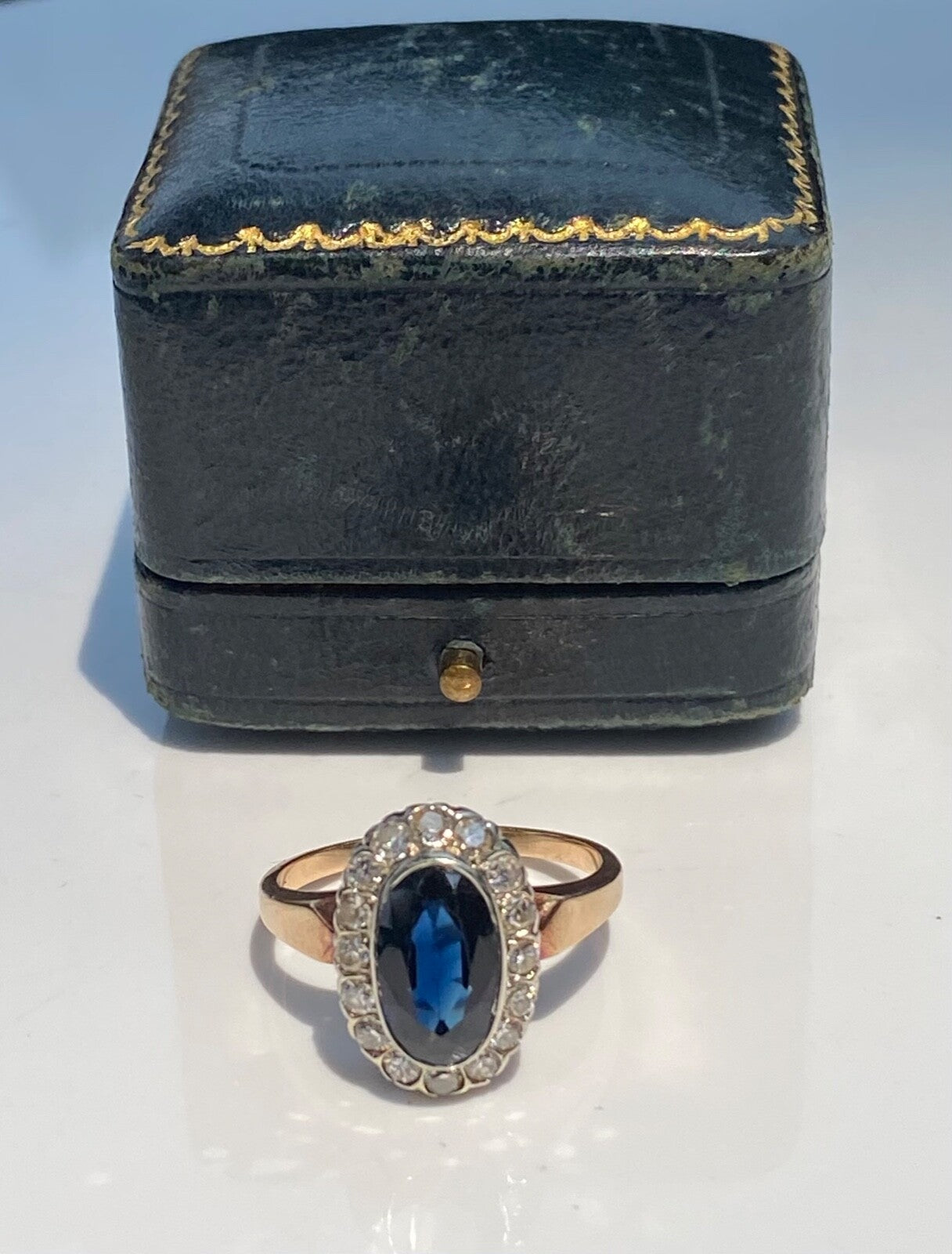 3.10ct Oval Sapphire Diamond Cluster Ring — GIA Certified, 14k White Gold