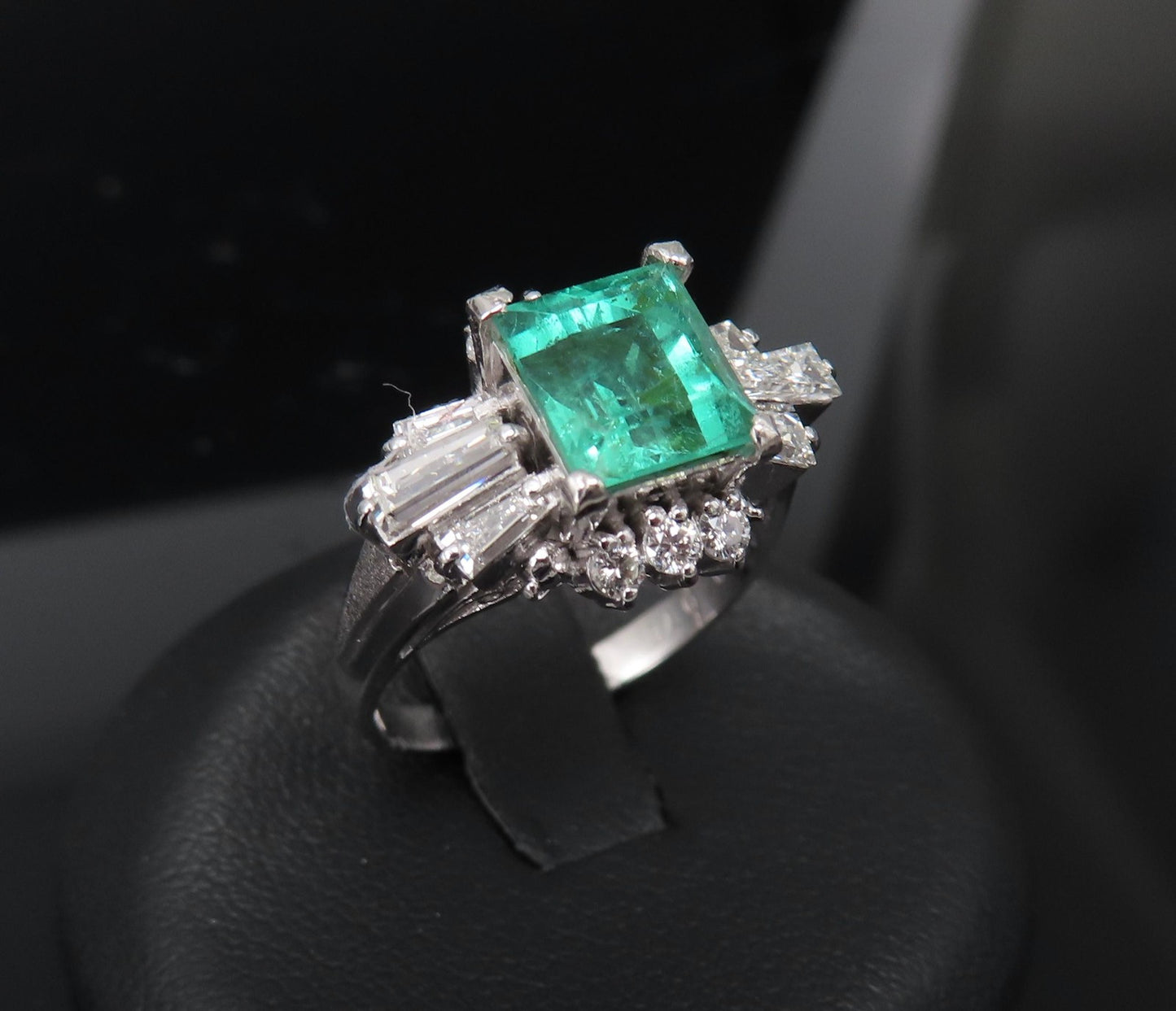 1.48ct Emerald Cut Natural Emerald Diamond Ring — GIA Certified, Platinum