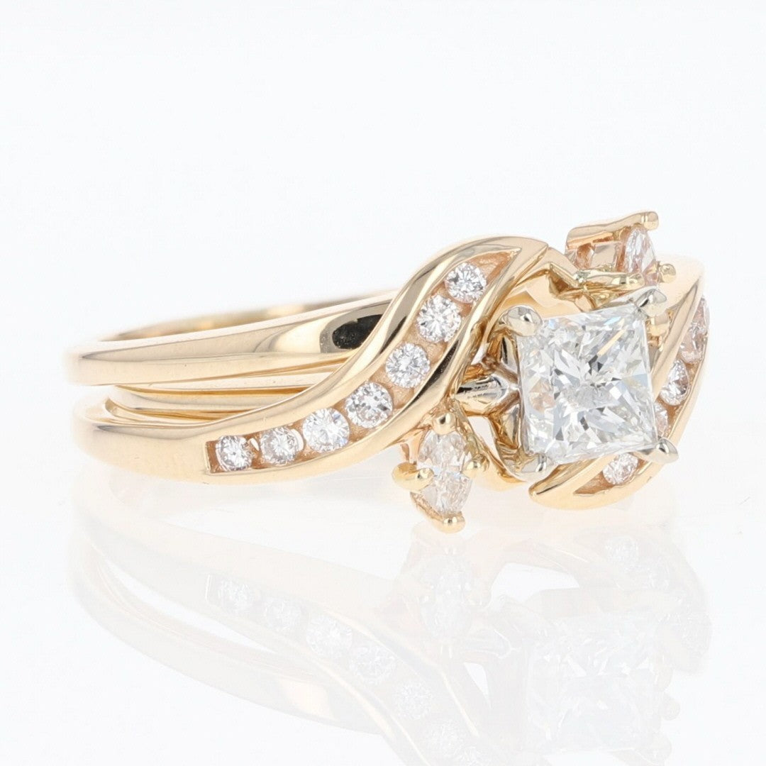 1.04ct Square Modified Brilliant Diamond Engagement Ring — GIA Certified, 14k Yellow Gold