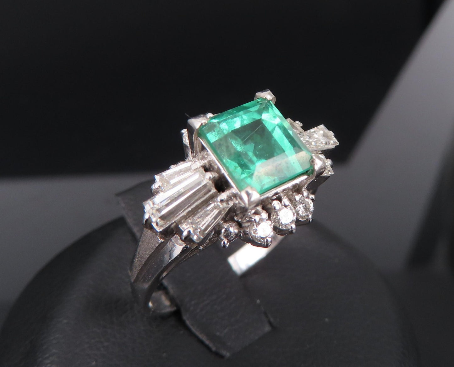 1.48ct Emerald Cut Natural Emerald Diamond Ring — GIA Certified, Platinum