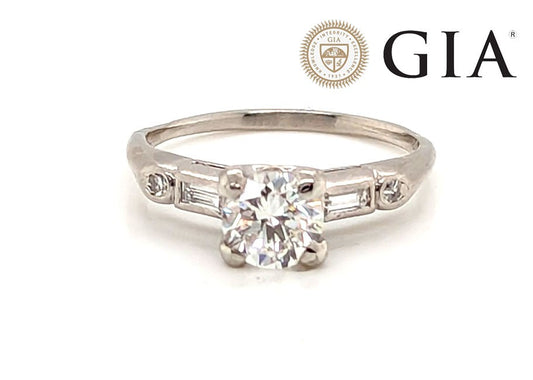 0.73ct Round Brilliant Art Deco Diamond Ring — GIA Certified, Platinum