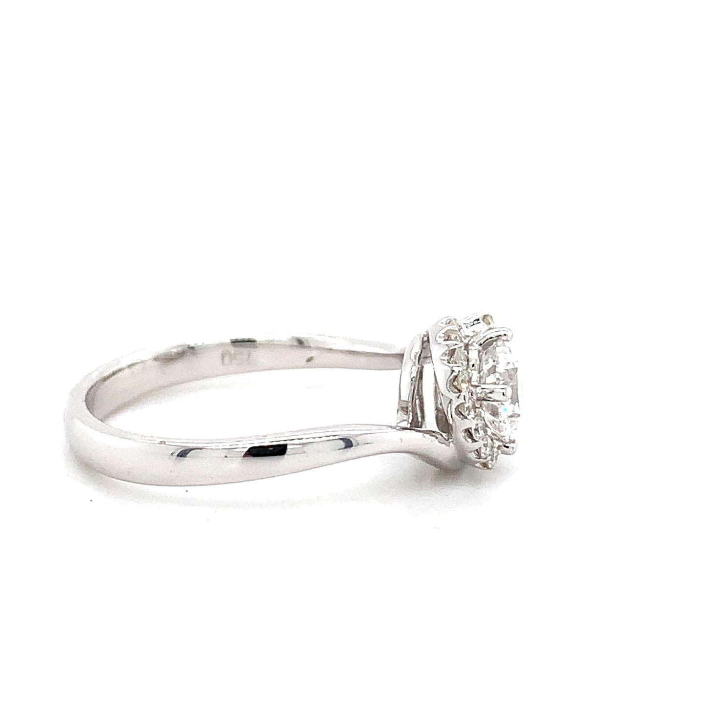 0.58ct Round Brilliant Diamond Milgrain Wedding Set — GIA Certified, 14k White Gold