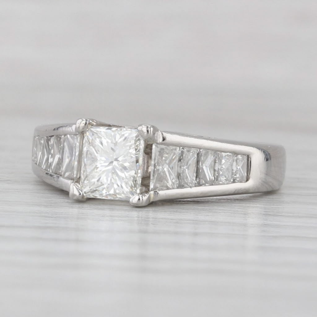 1.00ct Rectangular Modified Brilliant Diamond Cathedral Ring — GIA Certified, Platinum