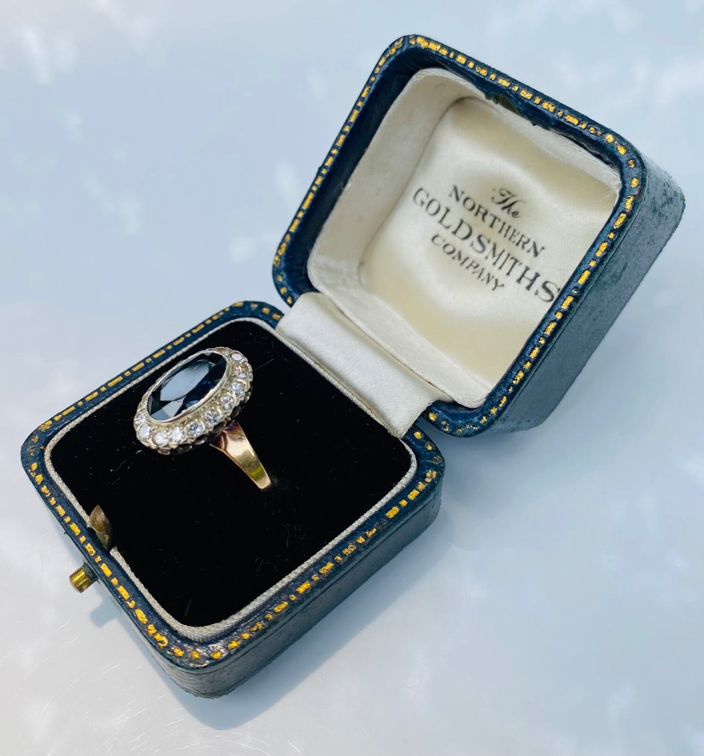 3.10ct Oval Sapphire Diamond Cluster Ring — GIA Certified, 14k White Gold