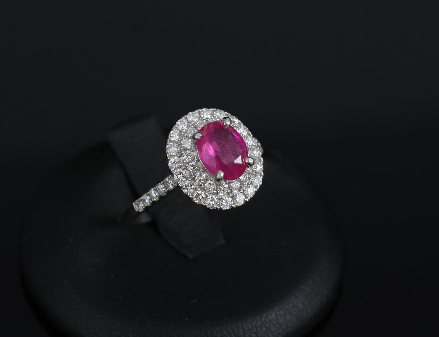 1.45ct Oval Burma Ruby 0.55ct Diamond Halo Ring — GIA Certified, Platinum