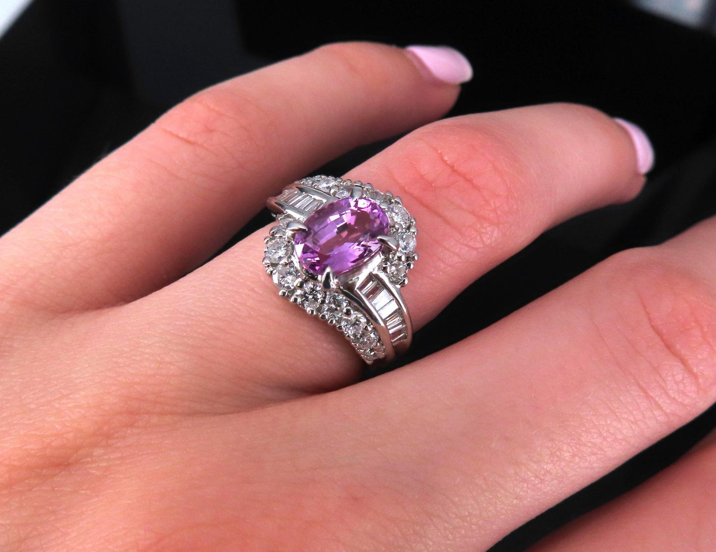 2.02ct Oval Pink Sapphire & 1.00ct Diamond Ring — GIA Certified, Platinum