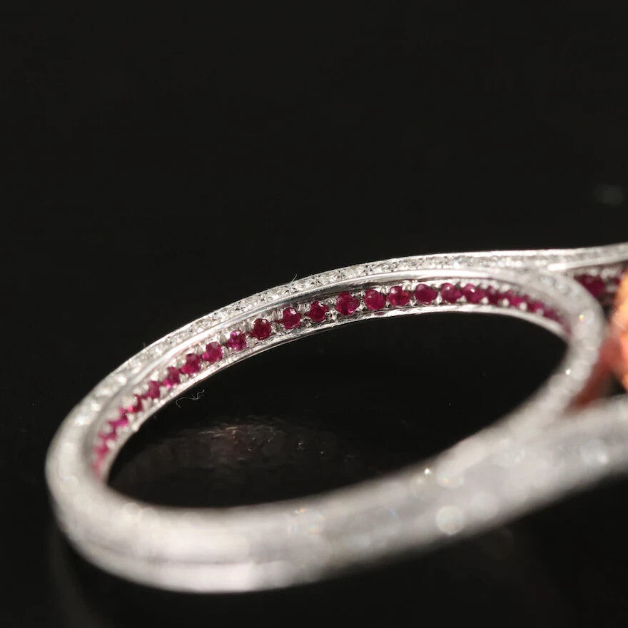 12.13ct Round Brilliant Tourmaline Diamond Ruby Ring — GIA Certified, Platinum