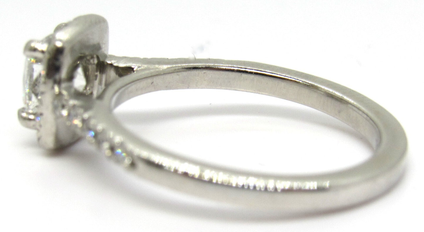 0.72ct Cushion Diamond Halo Engagement Ring — GIA Certified, Platinum