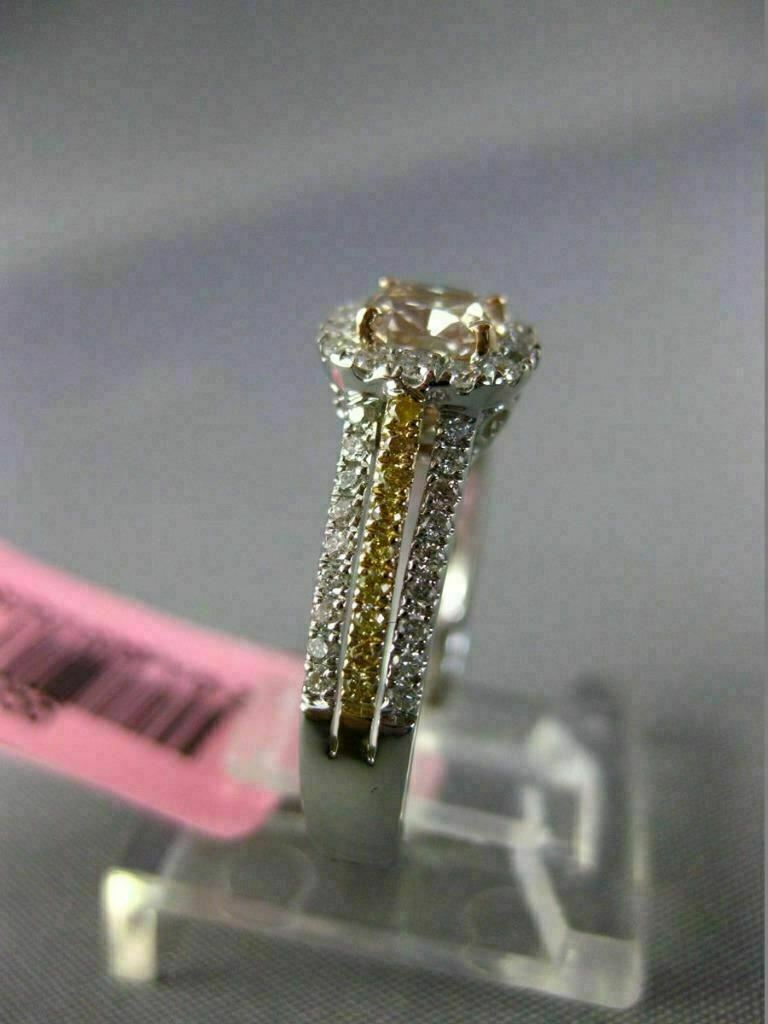 0.86ct Square Halo Diamond Engagement Ring — GIA Certified, 18k Tri-Color Gold
