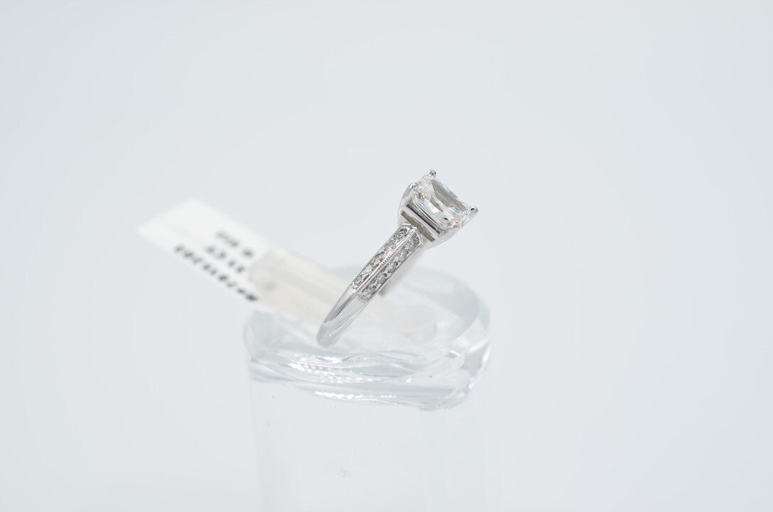 1.31ct Cut-Cornered Rectangular Modified Brilliant Diamond Engagement Ring — GIA Certified, 18k White Gold