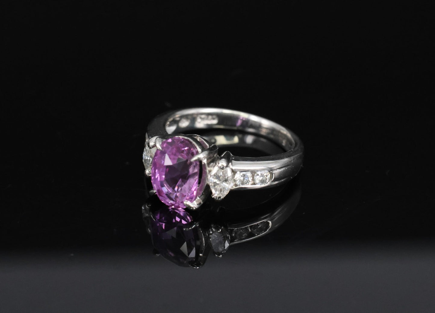 2.91ct Oval Pink Sapphire & Diamond Ring — GIA Certified, Platinum
