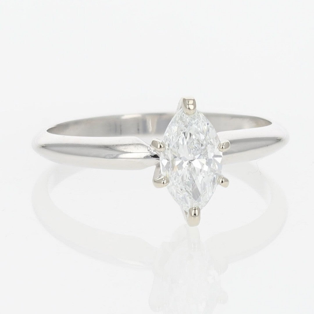 0.70ct Marquise Diamond Solitaire Engagement Ring — GIA Certified, 14k White Gold