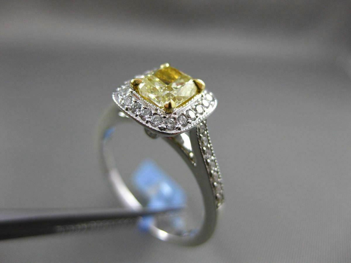 1.06ct Fancy Yellow Diamond Halo Engagement Ring — GIA Certified, 18k White Gold