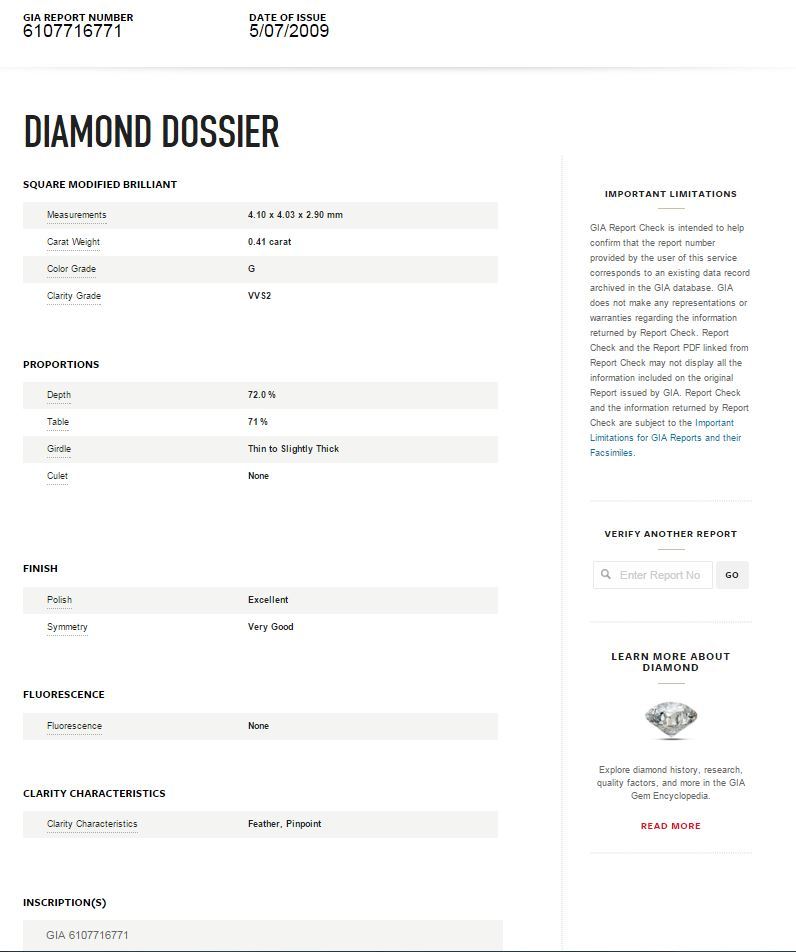 0.41ct Princess Cut Diamond Solitaire Ring — GIA Certified, 18k White Gold