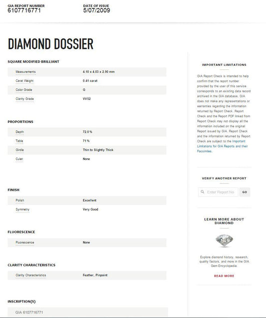 0.41ct Princess Cut Diamond Solitaire Ring — GIA Certified, 18k White Gold