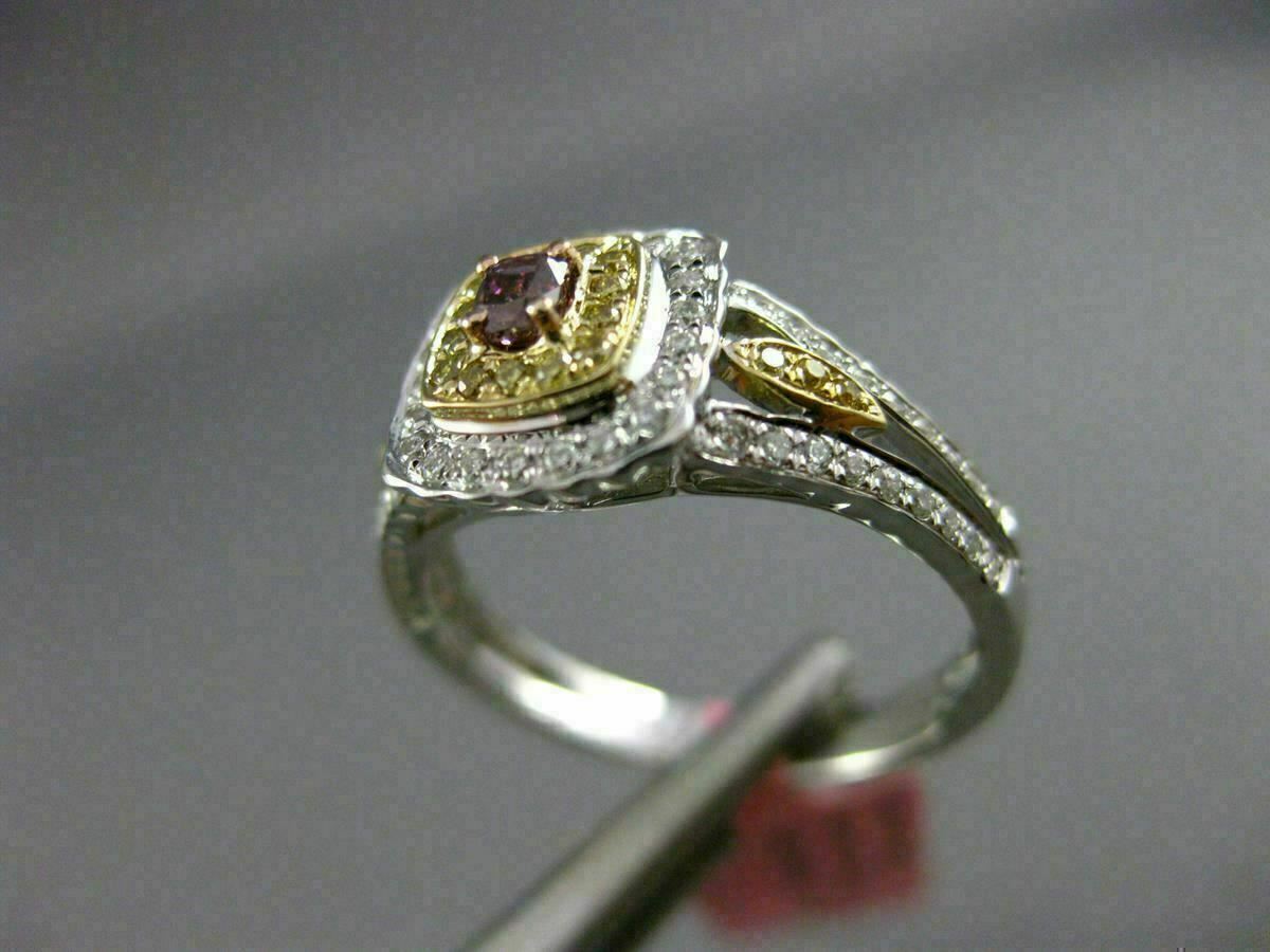 0.44ct Fancy Deep Pink-Purple Diamond 3D Square Halo Ring — GIA Certified, 18k Tri-Color Gold