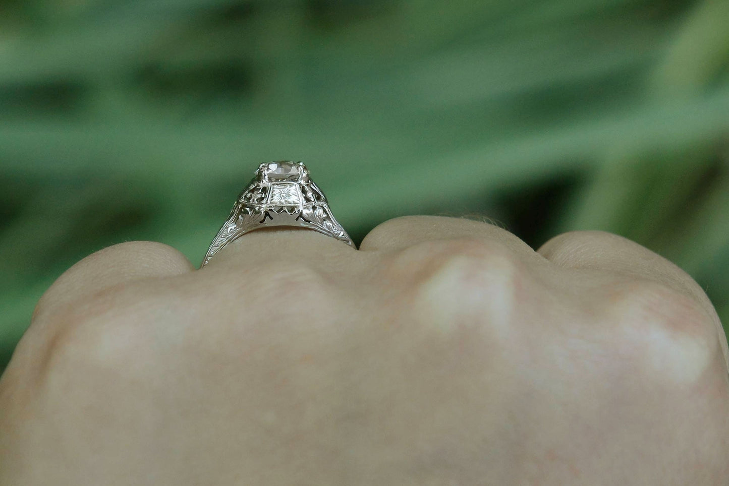 0.90ct Old Mine Cut Diamond Art Deco Ring — GIA Certified, Platinum