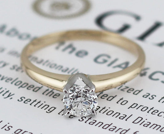 0.53ct Old European Cut Art Deco Diamond Ring — GIA Certified, Platinum
