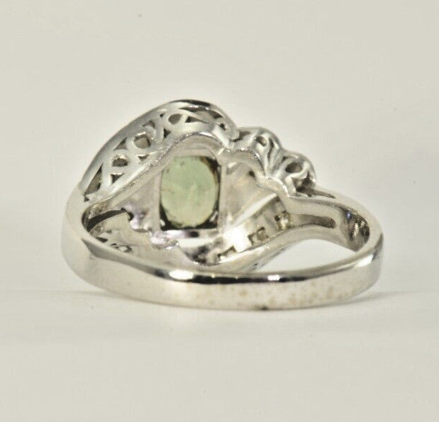 0.76ct Oval Alexandrite Vintage Diamond Ring — GIA Certified, 10k White Gold