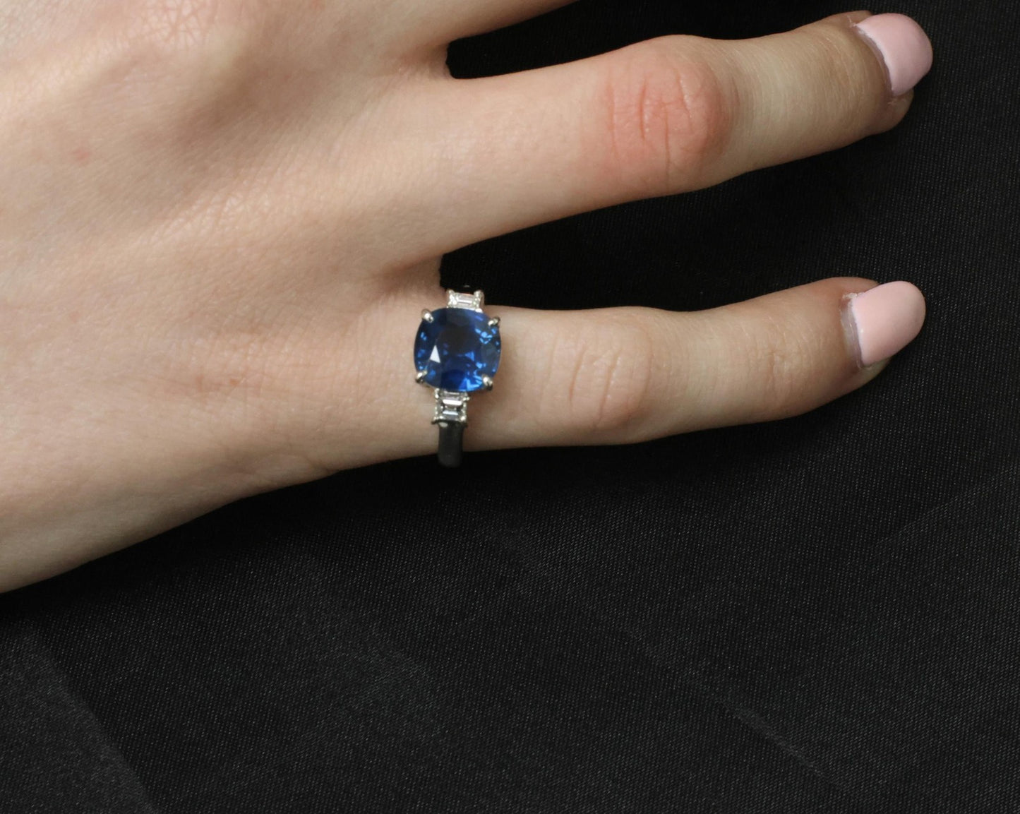 3.87ct Cushion Cut Blue Sapphire Diamond Ring — GIA Certified, Platinum