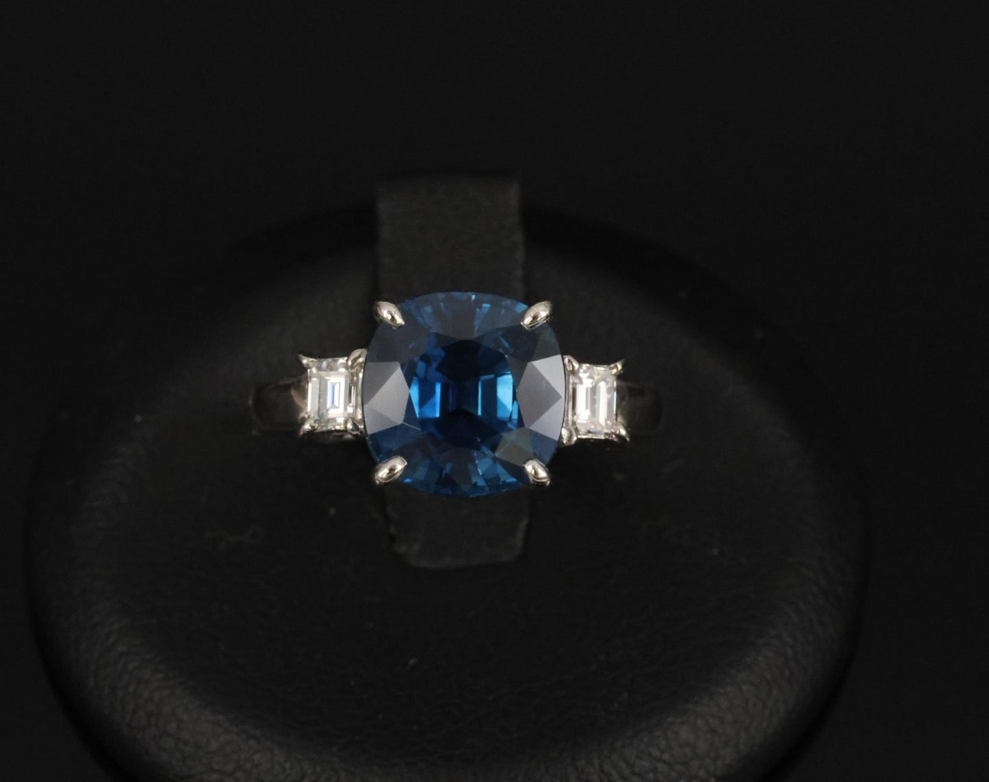 3.87ct Cushion Cut Blue Sapphire Diamond Ring — GIA Certified, Platinum