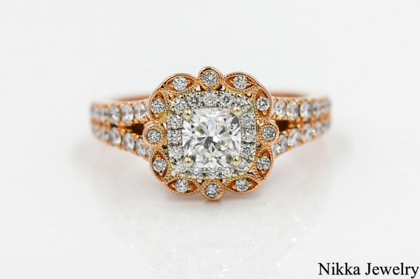 0.71ct Cushion Modified Brilliant Diamond Ring — GIA Certified, 14k Rose Gold