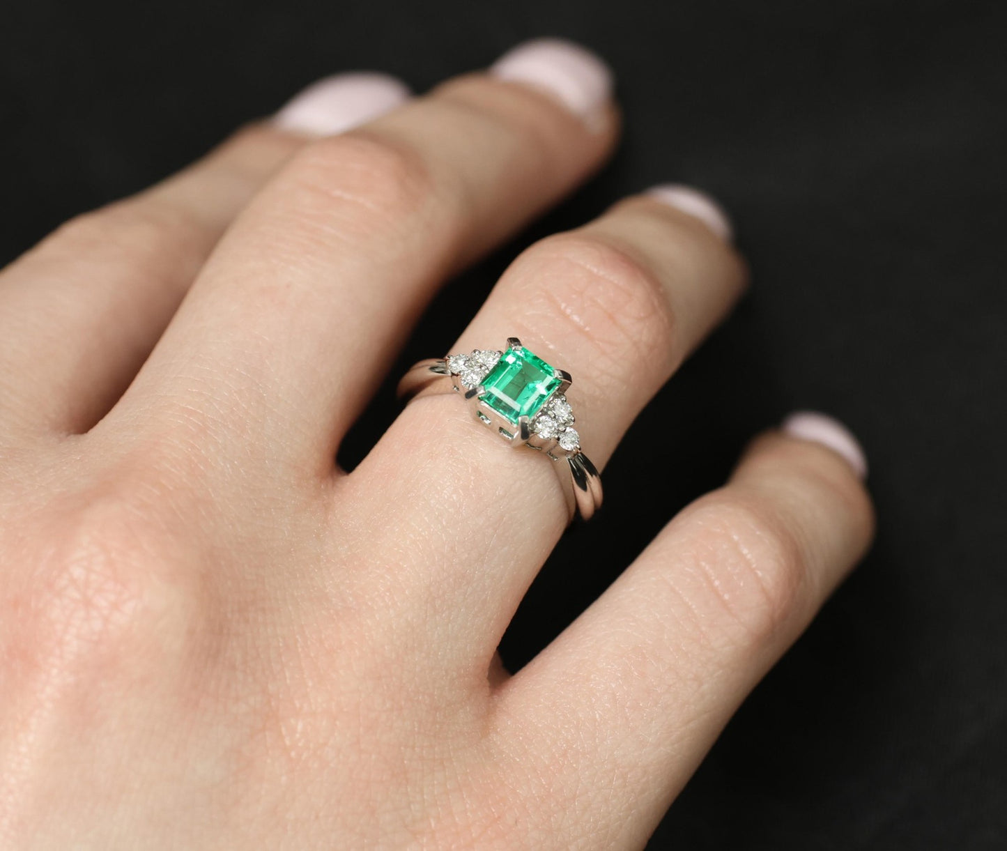 0.81ct Emerald Cut Colombian Emerald & Diamond Ring — GIA Certified, Platinum