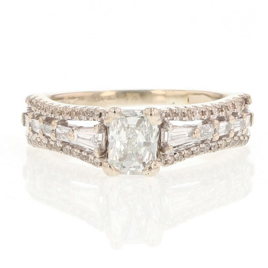 0.50ct Radiant Diamond Solitaire with Accents Ring — GIA Certified, 14k White Gold