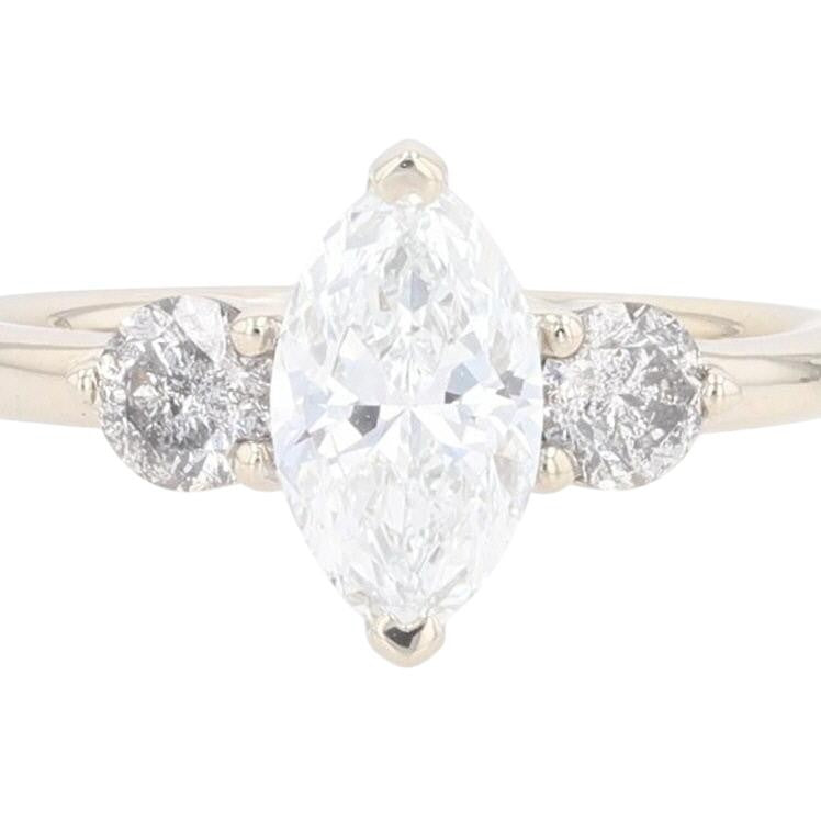 1.42ct Marquise Diamond Solitaire with Accents Ring — GIA Certified, 14k White Gold