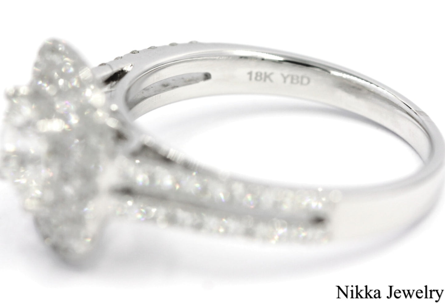 1.00ct Cushion Diamond Halo Engagement Ring — GIA Certified, 18k White Gold