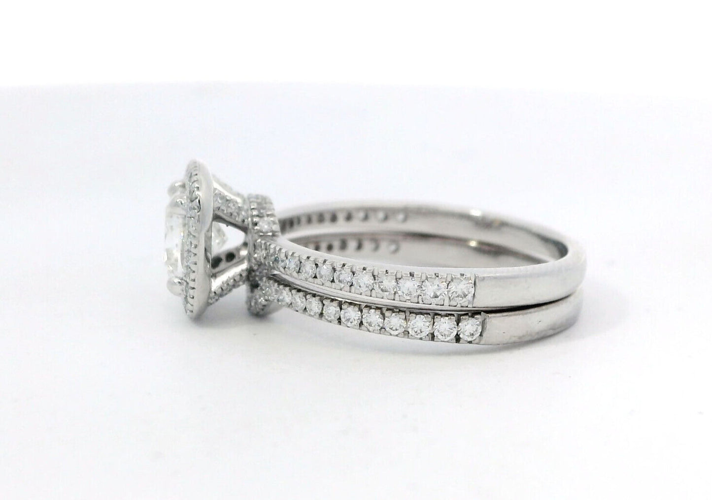 1.14ct Round Brilliant Diamond Halo Ring — GIA Certified, 14k White & Rose Gold