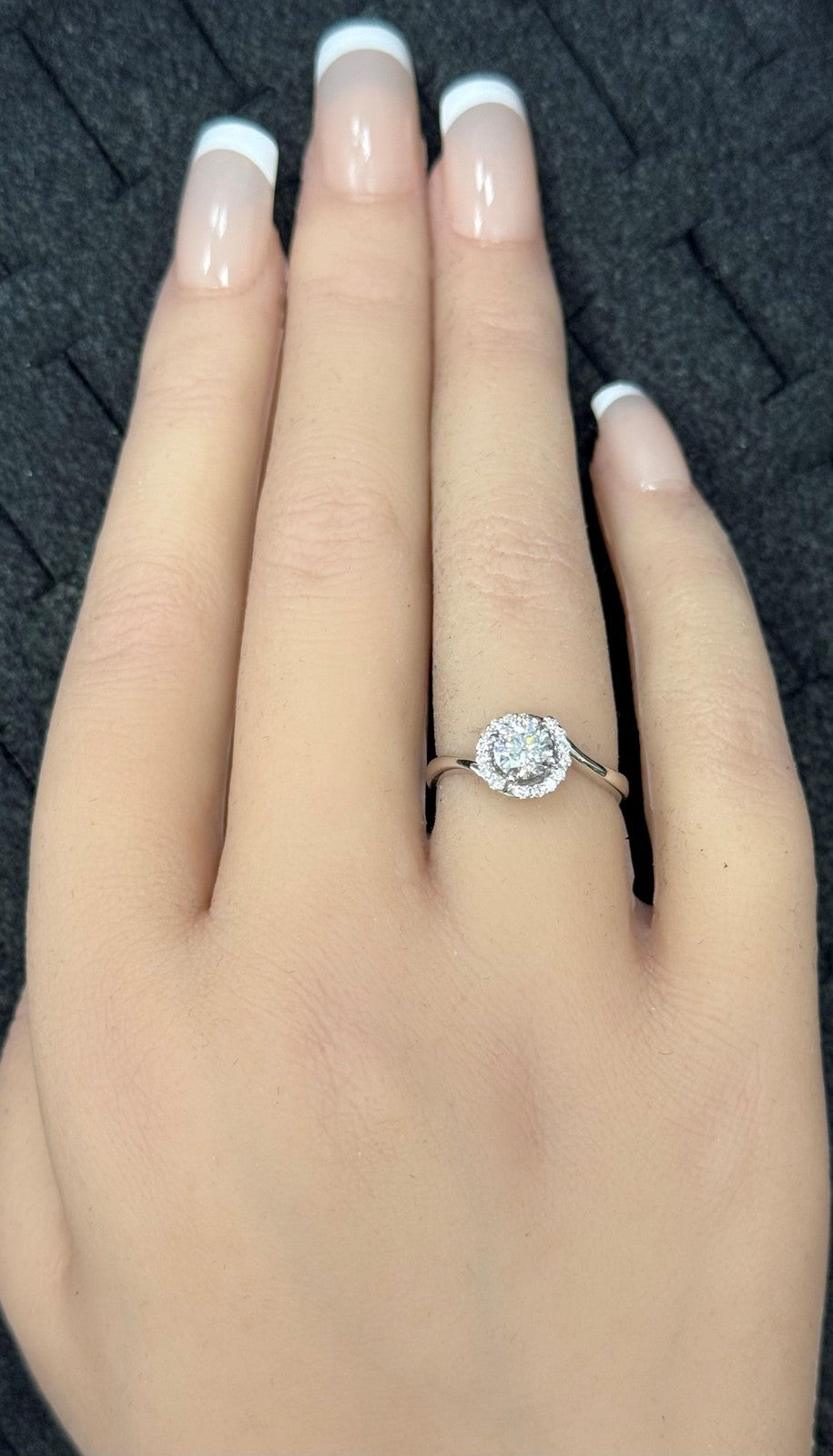 0.58ct Round Brilliant Diamond Milgrain Wedding Set — GIA Certified, 14k White Gold