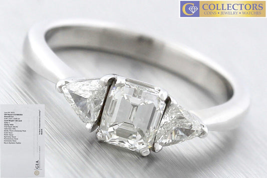 1.02ct Emerald Cut Diamond Engagement Ring — GIA Certified, Platinum