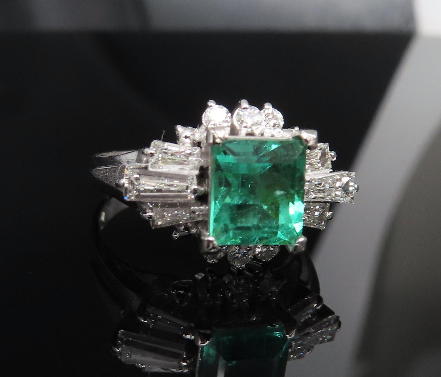 1.48ct Emerald Cut Natural Emerald Diamond Ring — GIA Certified, Platinum