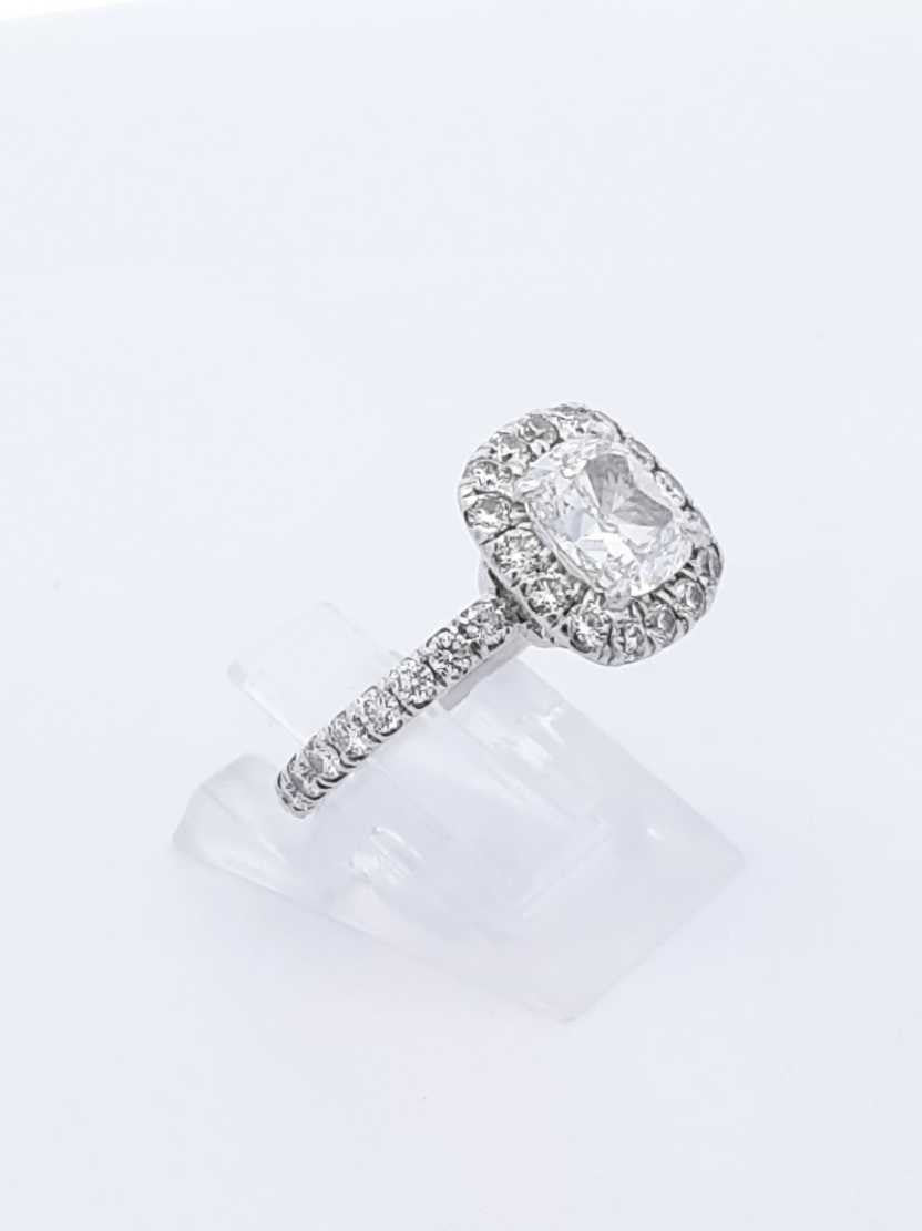 2.46ct Oval Diamond & Ruby Halo Engagement Ring — GIA Certified, 18k White Gold