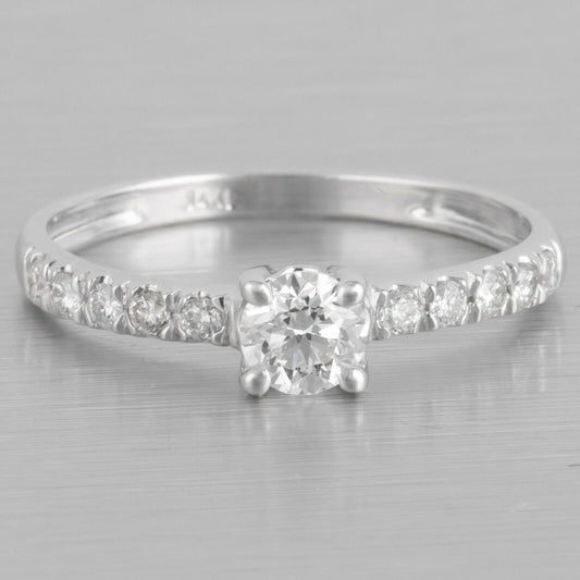 0.31ct Round Brilliant Diamond Solitaire Ring — GIA Certified, 14k White Gold