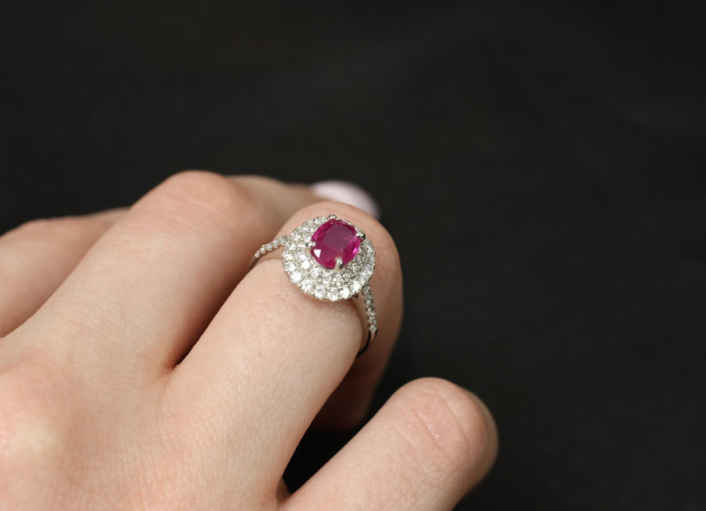1.45ct Oval Burma Ruby 0.55ct Diamond Halo Ring — GIA Certified, Platinum